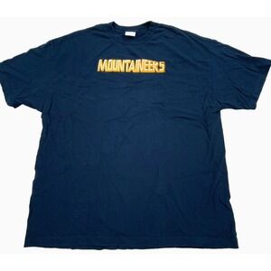 West Virginia Mountaineers Shirt Men XXL 2XL Blue Tee WVU Spell Out Stitched VTG